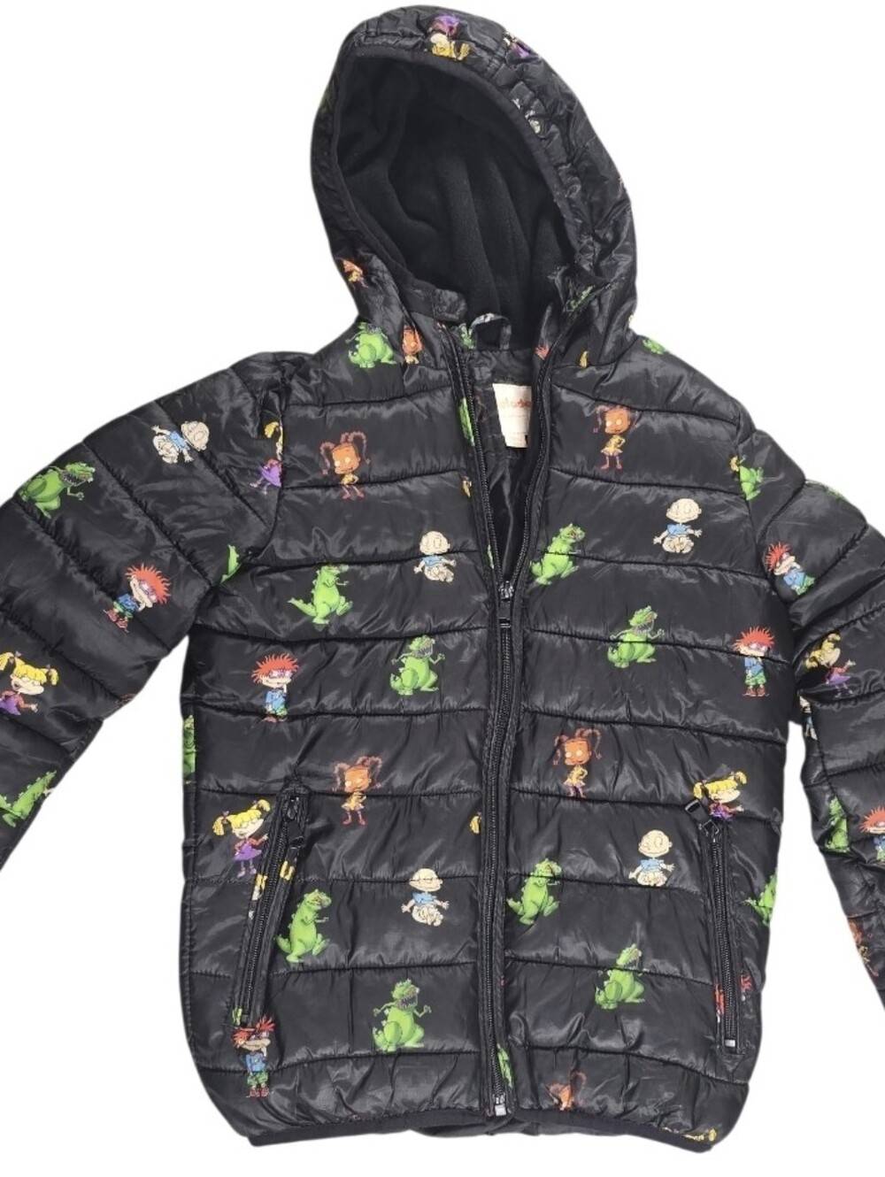 Nickelodeon Rugrats Y2K Boys Size 10 Black Puffer Hooded Jacket